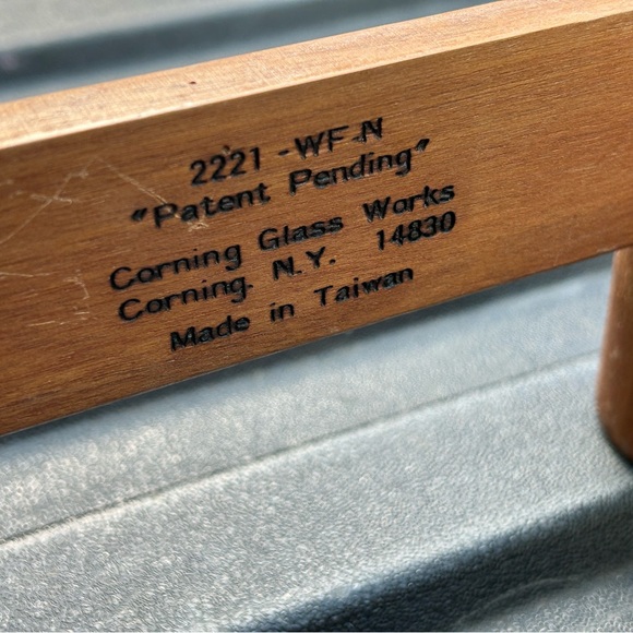 Vintage Corning Ware Wooden Teak Trivet Party Server Holder Stand Cradle 1970s - Picture 10 of 11